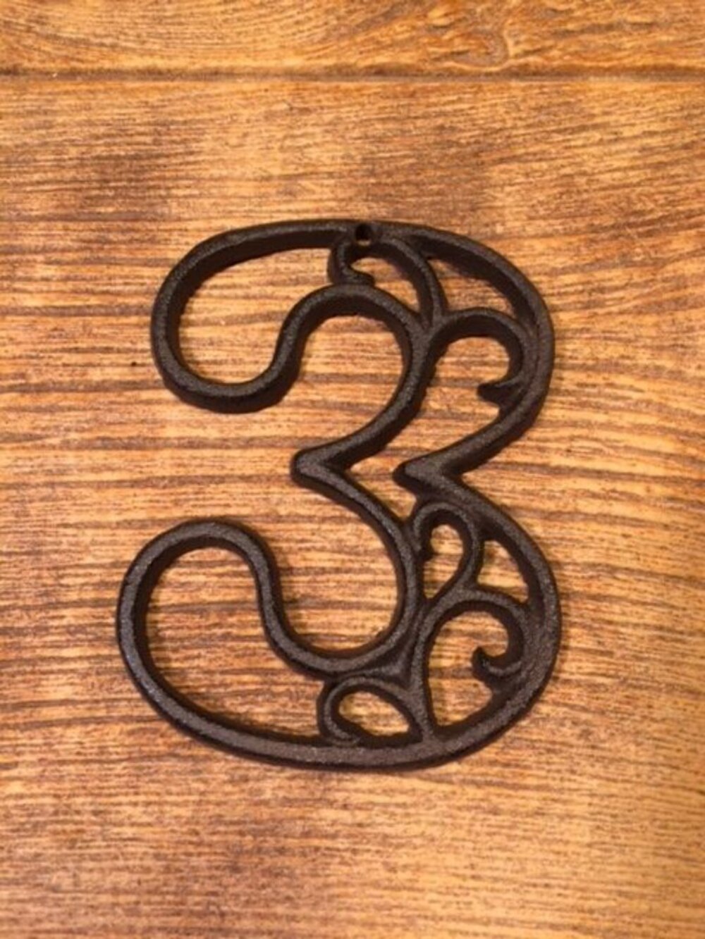 "3" (Three) House Address Number Ornate Cast Iron Filigree 4 5/8" tall 0558-3